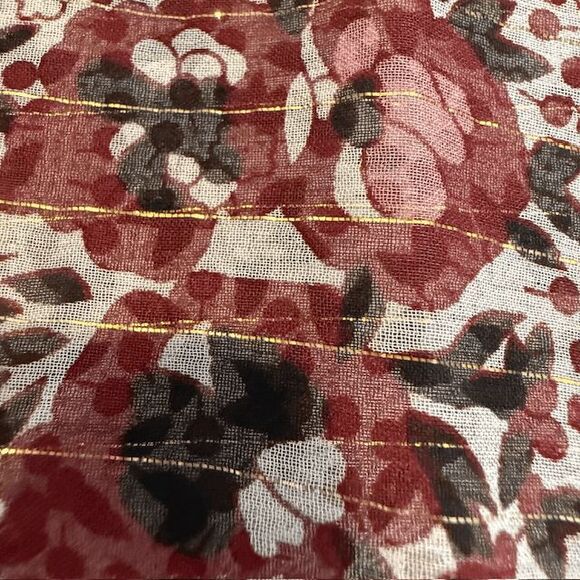 Shoshanna Ossia Silk Ruffled Blouse Gold Metallic Detail Floral Sheer Size Small - Picture 10 of 14